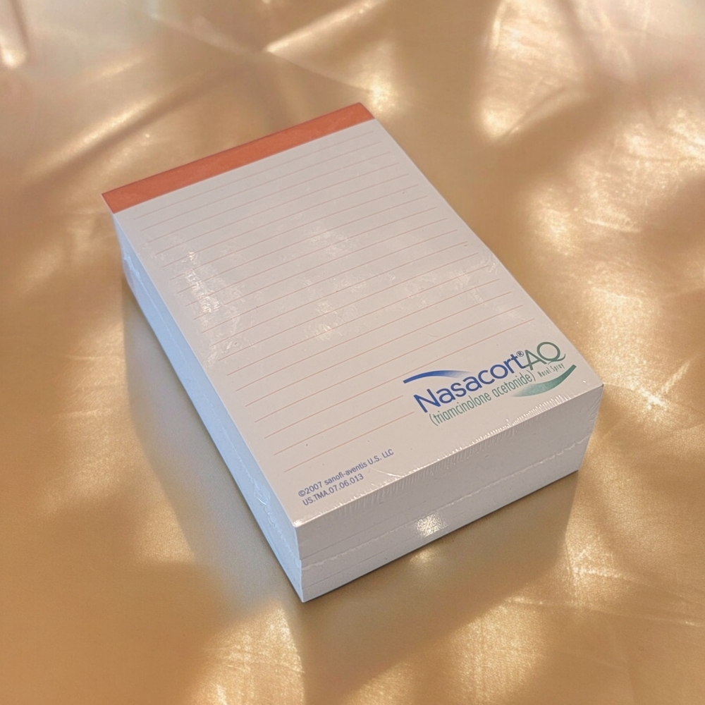 Pharmaceutical company advertising nasacort allergy POST-IT NOTES branded pads